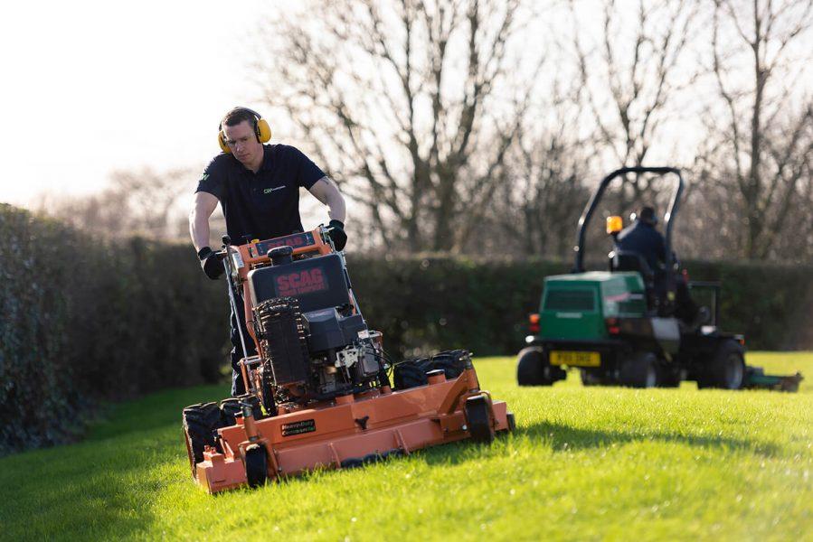 Man cutting grass