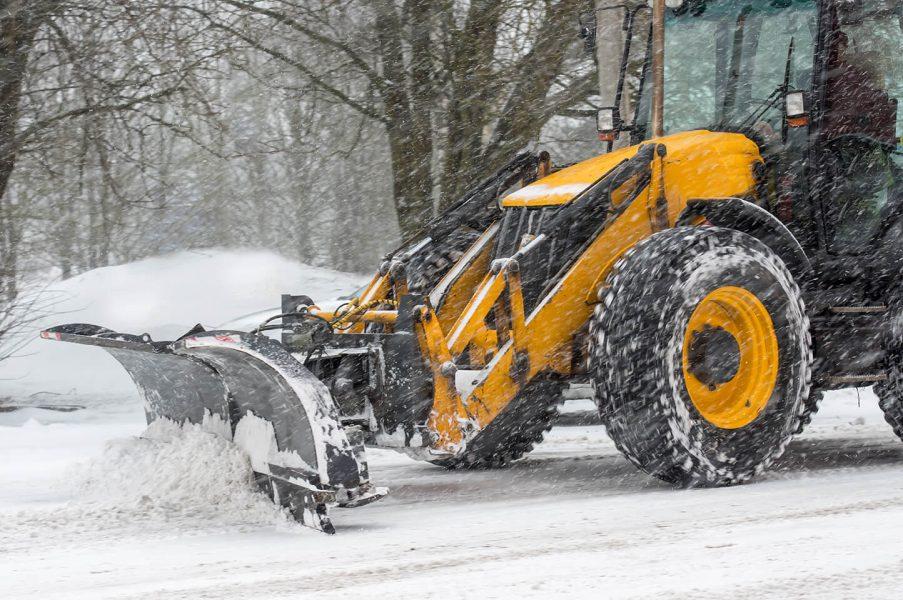 JCB completing snow removal