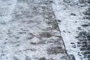 icey and gritted pavement